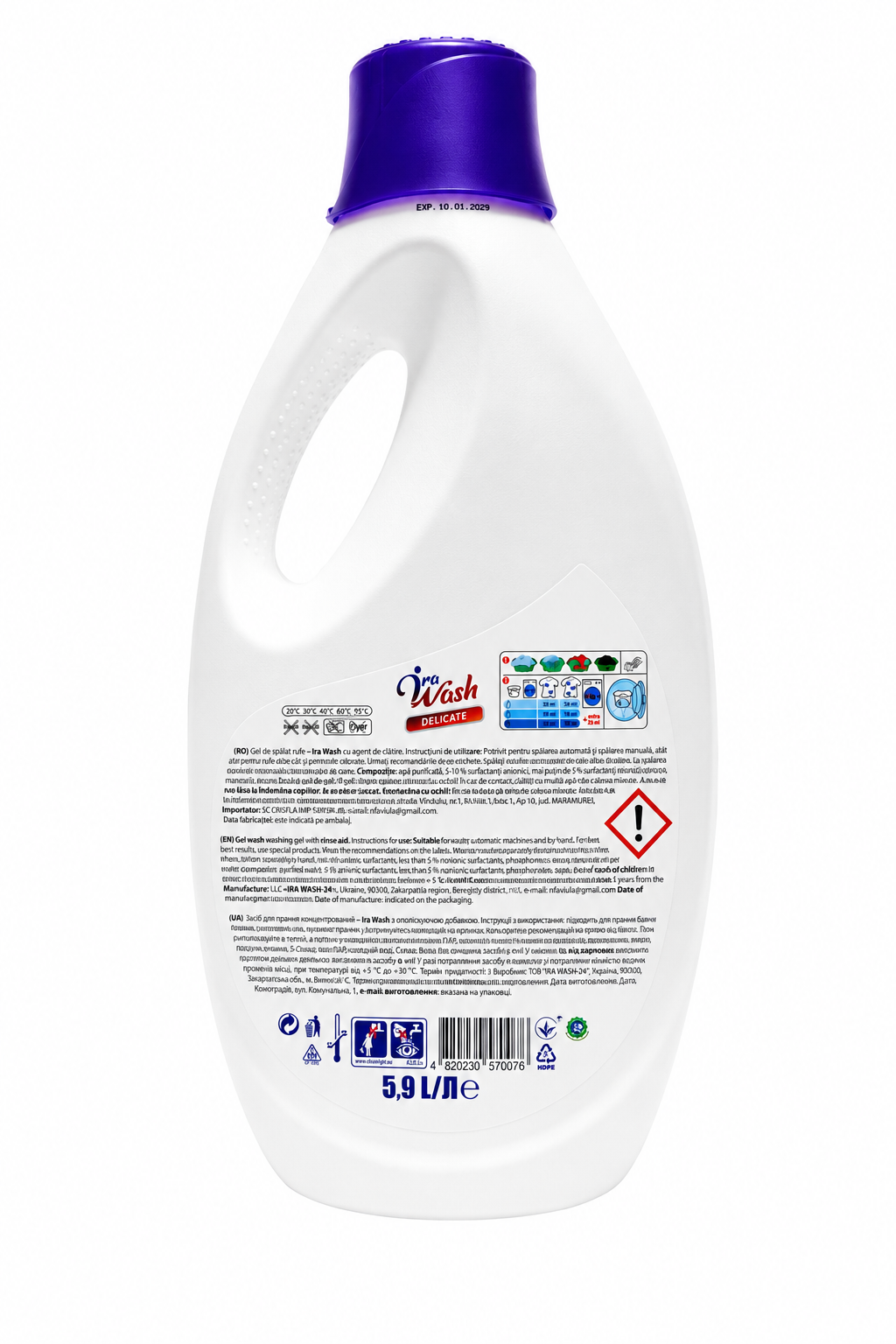 Ira Wash Power D+ Delicate – Gel de spălat 5,9 L, 120 spălări