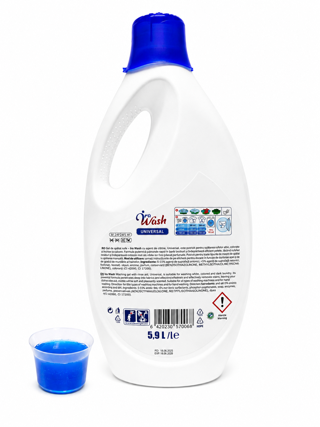 Ira Wash U+ Universal – Gel de Spălat 2 în 1, 5,9 L – 120 Spălări