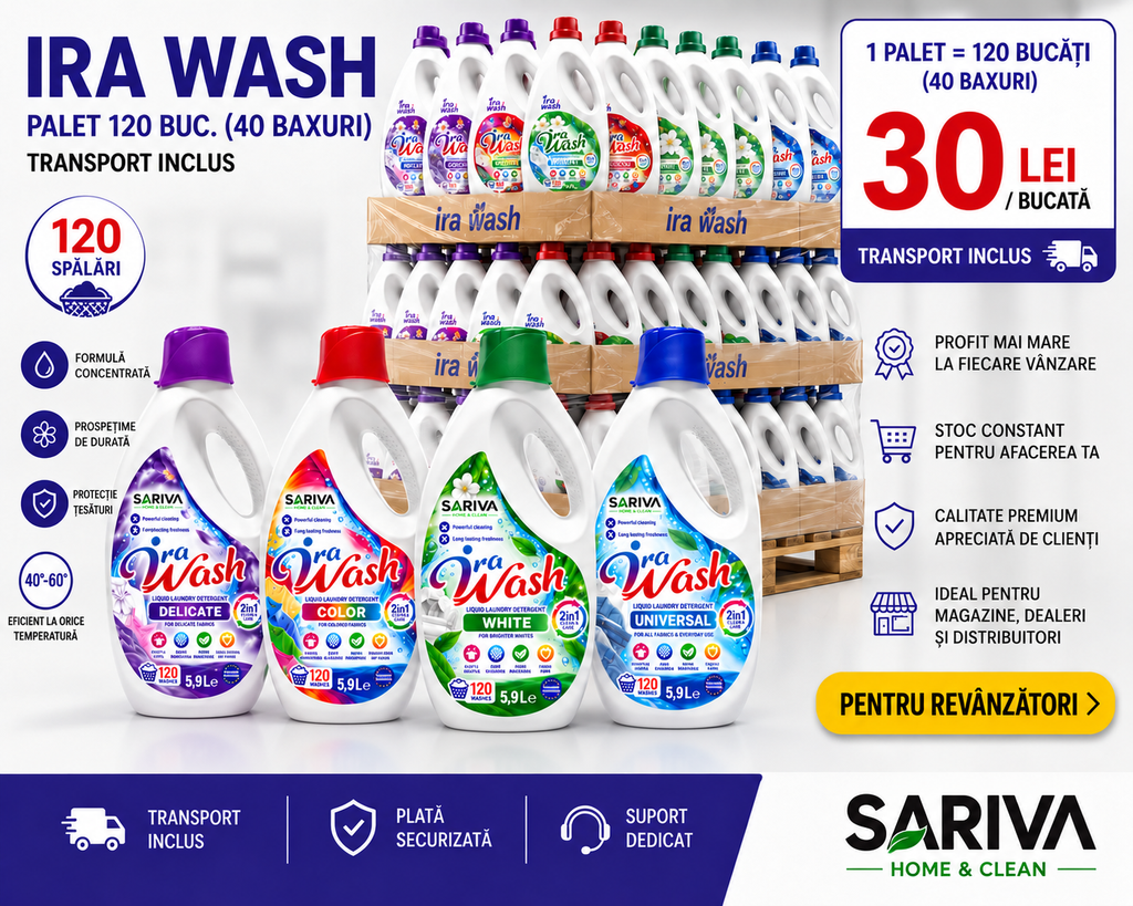 Ira Wash – Palet 120 buc. (40 baxuri) – Transport inclus