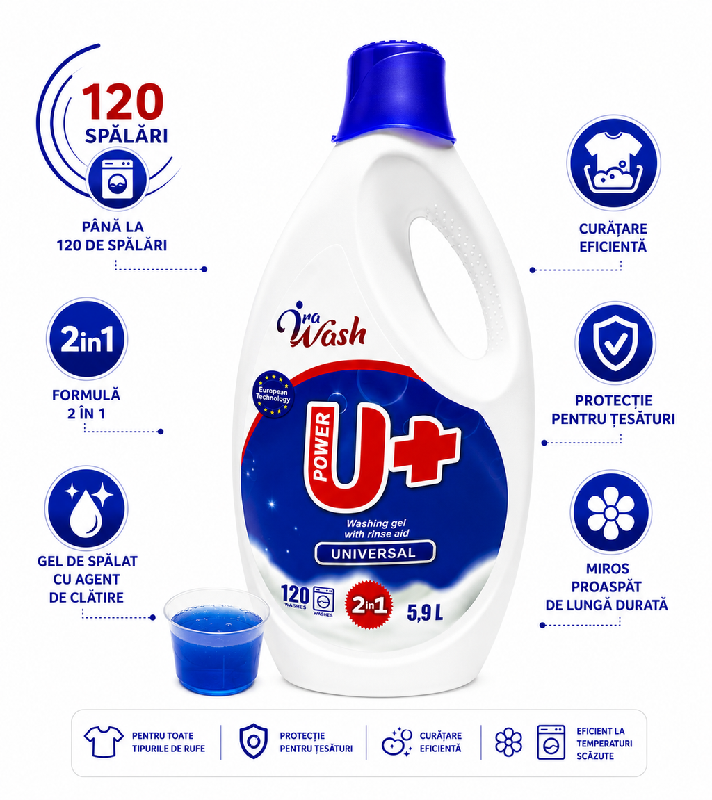 Ira Wash U+ Universal – Gel de Spălat 2 în 1, 5,9 L – 120 Spălări