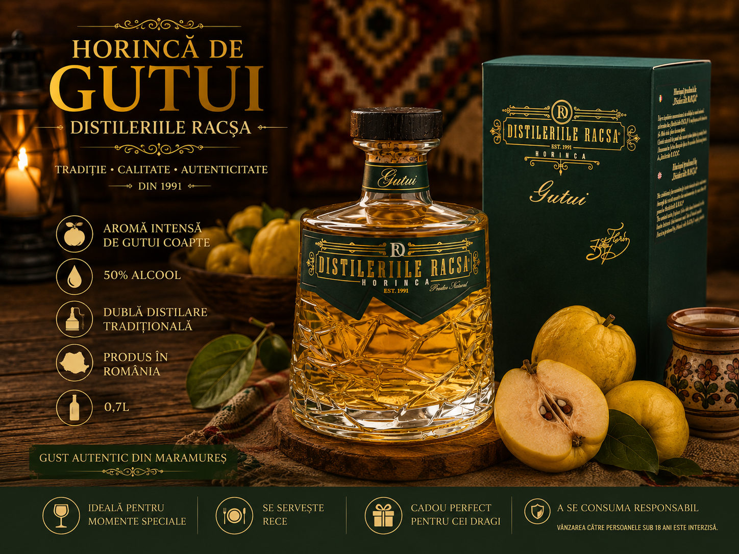 Horincă de Gutui Distileriile Racșa – 0,7 L, 50%