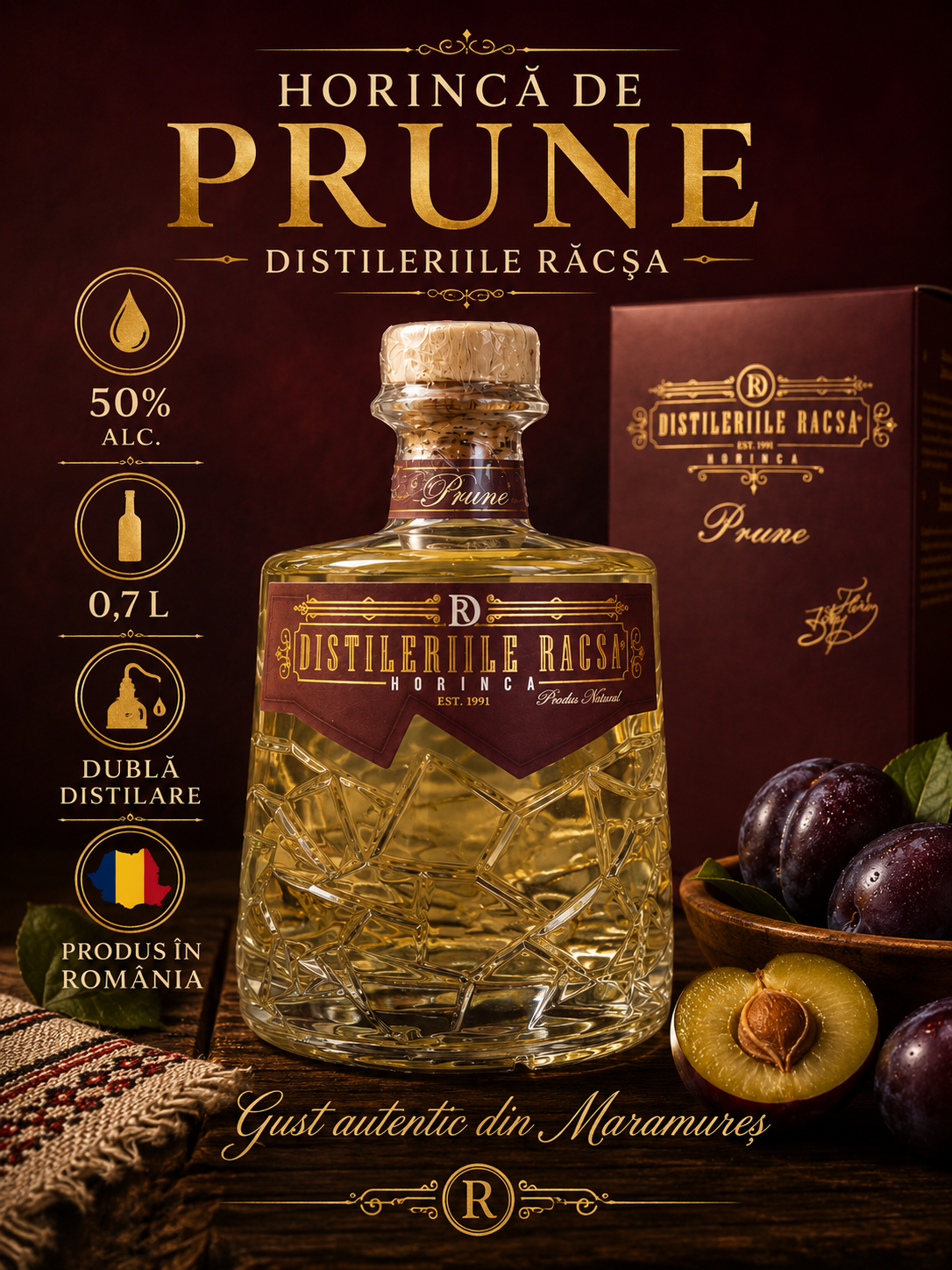 Horinca de prune, Distileriile Racsa, 0.7 l 50%